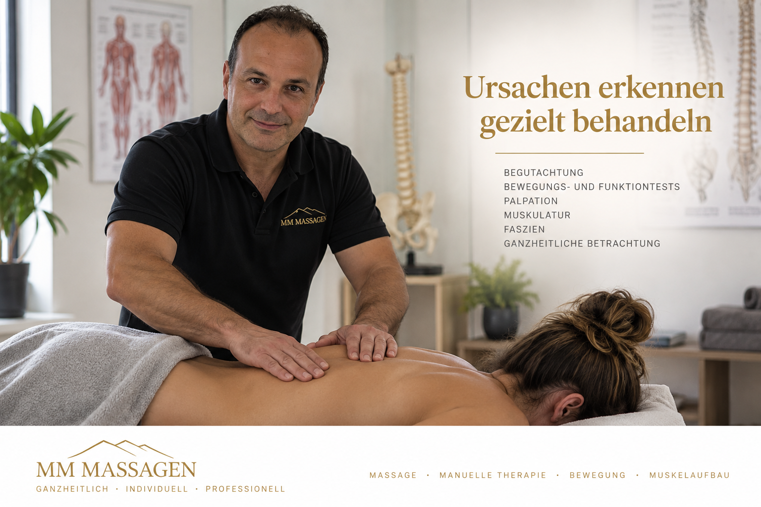 Ursachenorientierte Behandlung mit Begutachtung, Funktionstests und Palpation