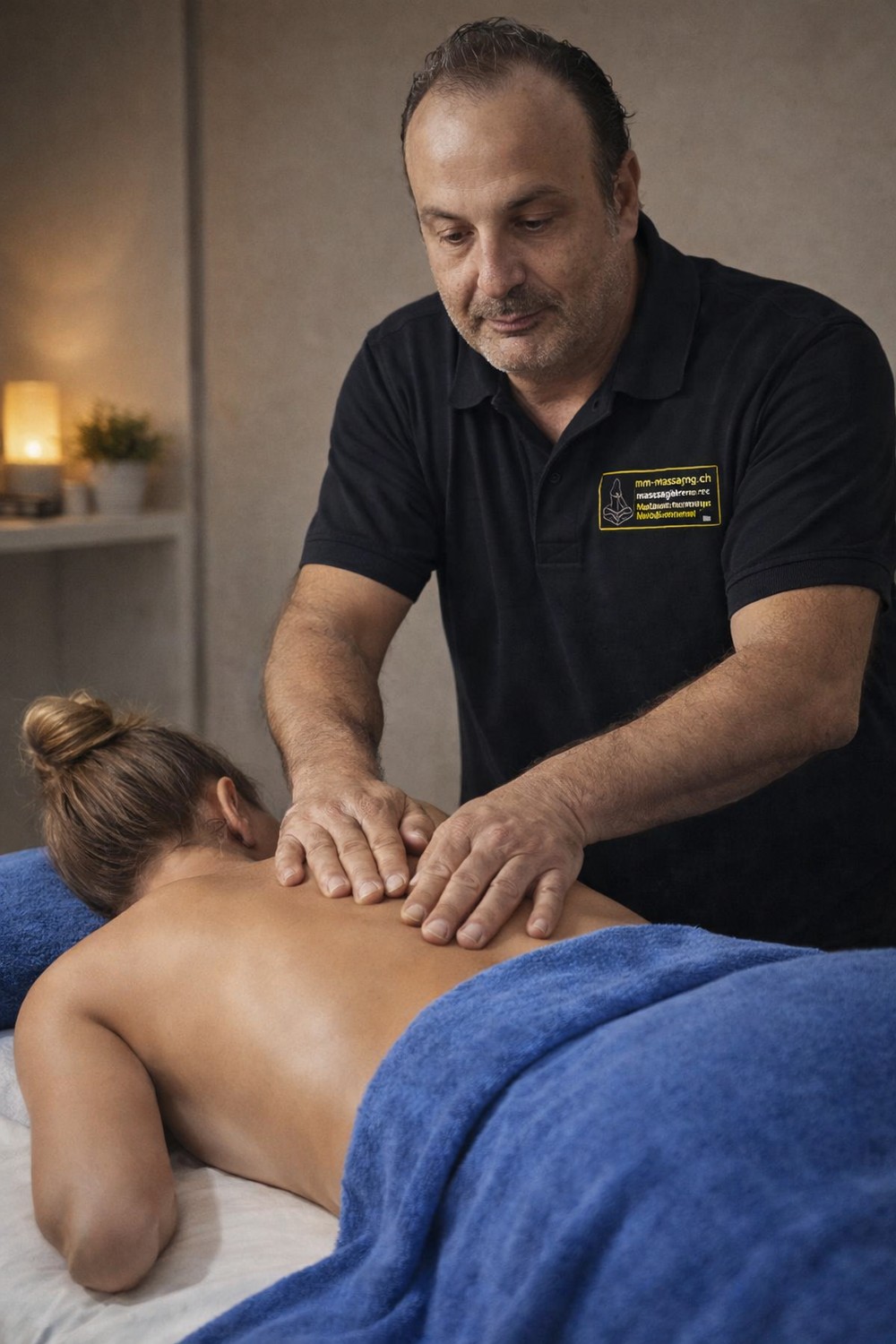 Maurizio Melita bei einer medizinischen Massagebehandlung